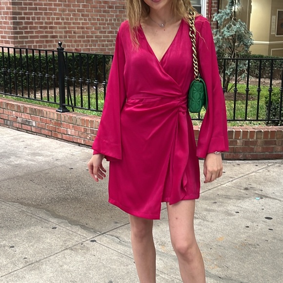 Chic Pink (Raspberry Color) Wrap Dress - Picture 9 of 10